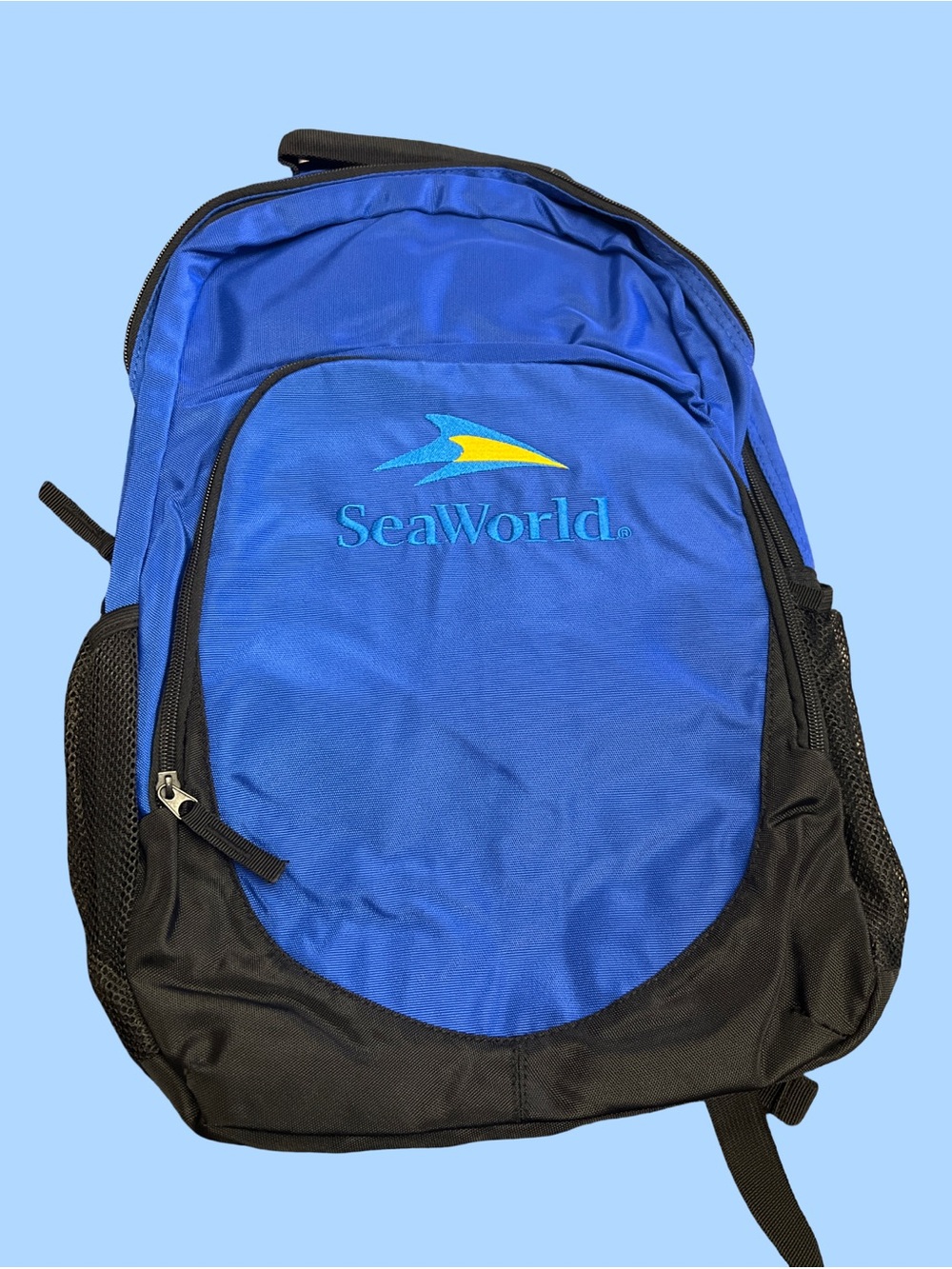 Sea World Backpack Official  Large Blue Black Multiple Pockets Zipper NWT